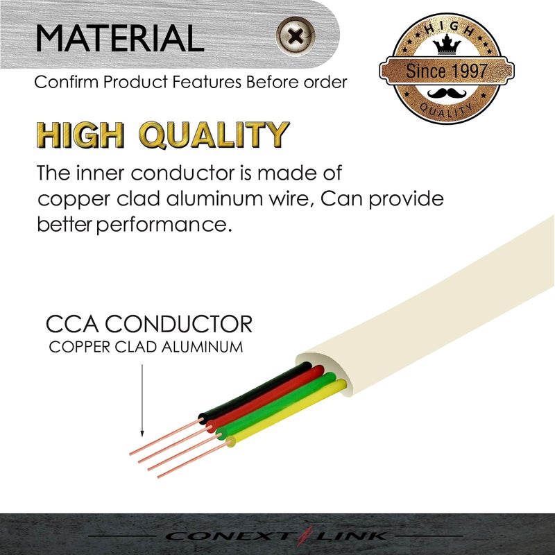 Conext Link RJ11 6P4C Modular Telephone Extension Cable Phone Cord Line Wire (25 Feet, Beige) ï¼ˆ33211ï¼‰ - Image 3